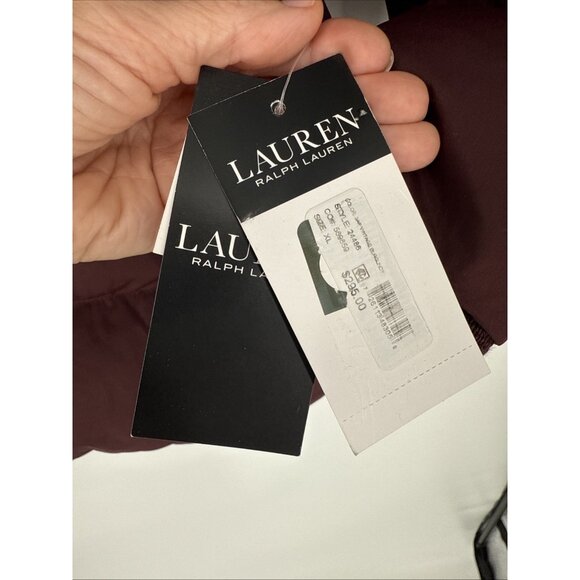 Lauren Ralph Lauren womens XL Burgundy Down Puffer Coat Faux Fur Hooded Jacket - Picture 4 of 10